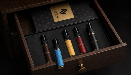 How to store perfume properly Pakistan discovery set wooden drawer - Al Jamaal Lifestyle